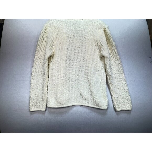 Vintage HRS Women's Open Front Cardigan Acrylic Sweater Knit Soft Size M Ivory - Picture 11 of 11